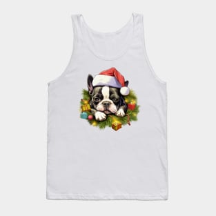 Lazy Boston Terrier Dog at Christmas Tank Top